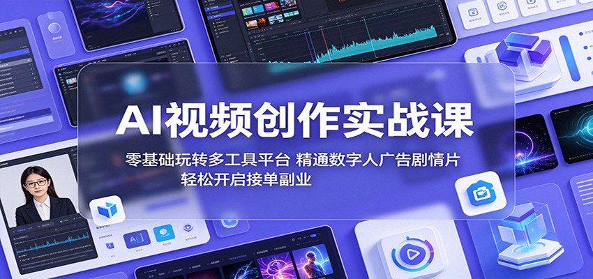 AI视频创作实战课：零基础玩转多工具平台，精通数字人广告、剧情片，轻松开启接单副业-chywc