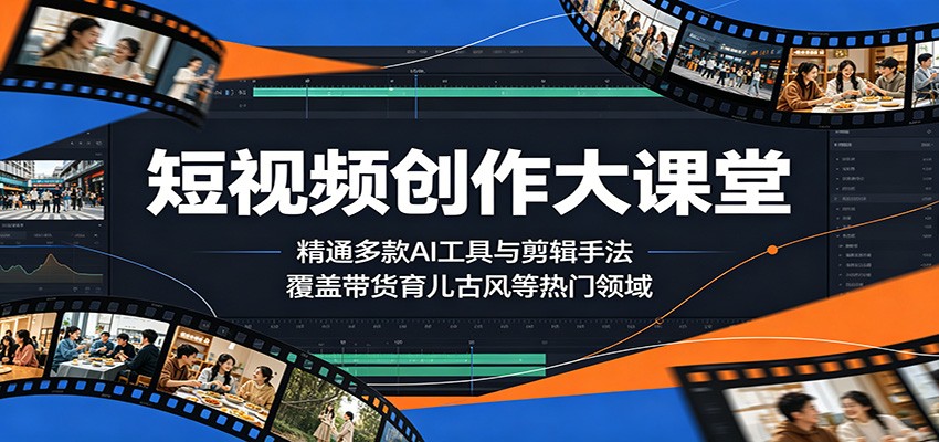 短视频创作大课堂：精通多款AI工具与剪辑手法，覆盖带货、育儿、古风等热门领域-chywc