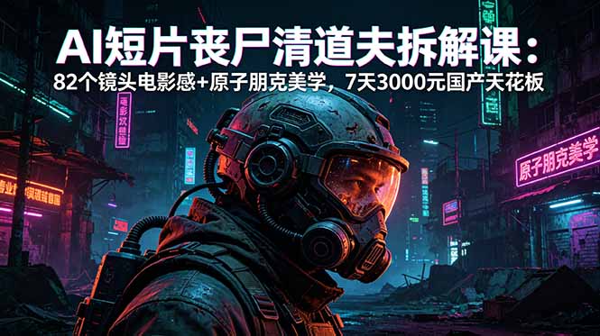 AI短片《丧尸清道夫》拆解课：82个镜头电影感+原子朋克美学，7天3000元国产天花板-chywc