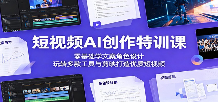 短视频AI创作特训课：零基础学文案角色设计，玩转多款工具与剪映打造优质短视频-chywc