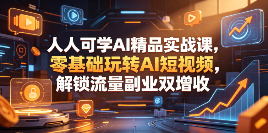 人人可学AI精品实战课，零基础玩转AI短视频，解锁流量副业双增收-chywc