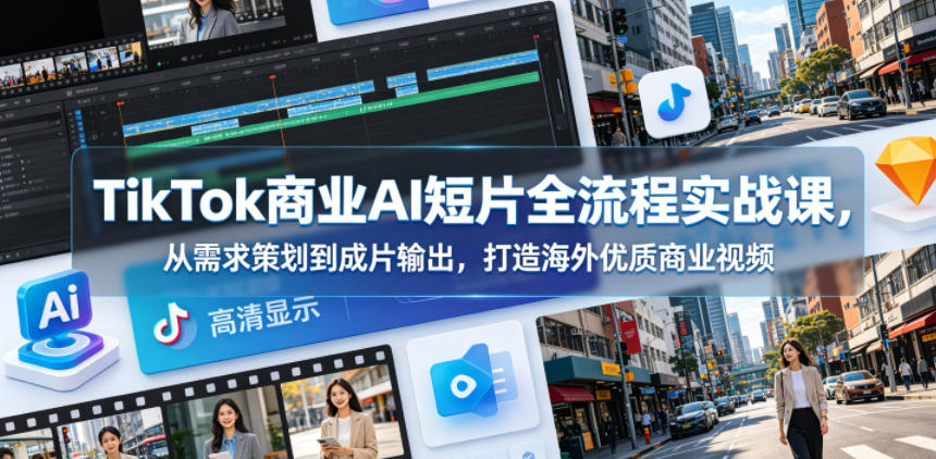 TikTok商业AI短片全流程实战课，从需求策划到成片输出，打造海外优质商业视频-chywc
