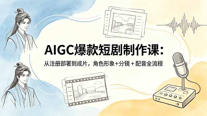 AIGC爆款短剧制作课：从注册部署到成片，角色形象+分镜+配音全流程-chywc