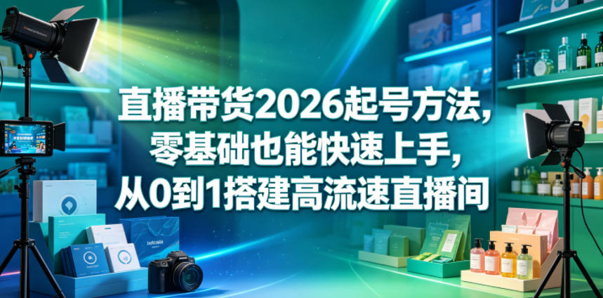 直播带货2026起号方法，零基础也能快速上手，从0到1搭建高流速直播间-chywc