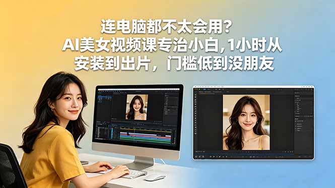 连电脑都不太会用？AI美女视频课专治小白，1小时从安装到出片，门槛低到没朋友-chywc