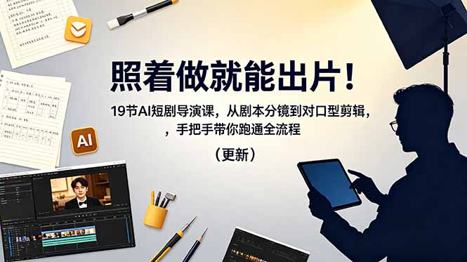 照着做就能出片！19节AI短剧导演课，从剧本分镜到对口型剪辑，手把手带你跑通全流程(更新-chywc