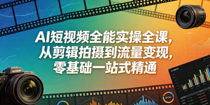 AI短视频全能实操全课，从剪辑拍摄到流量变现，零基础一站式精通-chywc