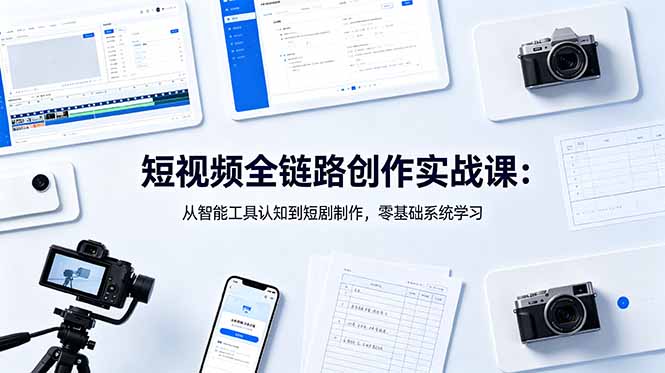 短视频全链路创作实战课：从智能工具认知到短剧制作，零基础系统学习-chywc