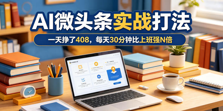 一天挣了408，AI微头条实战打法，每天30分钟比上班强N倍-chywc