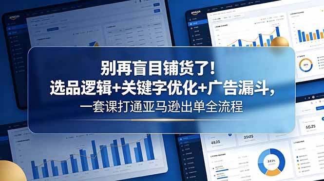 别再盲目铺货了！选品逻辑+关键字优化+广告漏斗，一套课打通亚马逊出单全流程-chywc