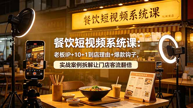 餐饮短视频系统课：老板IP+10+1到店理由+爆款钩子，实战案例拆解让门店客流翻倍-chywc