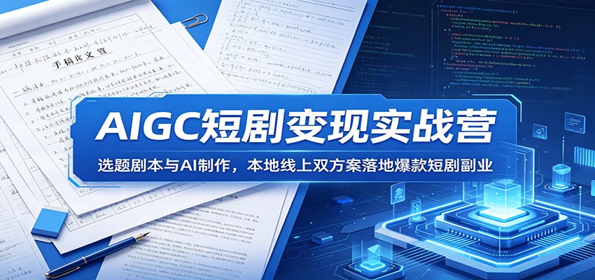 AIGC短剧变现实战营：选题剧本与AI制作，本地线上双方案落地爆款短剧副业-chywc