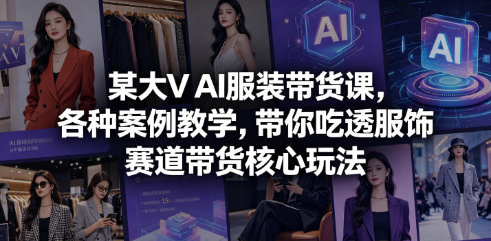 某大V AI服装带货课，各种案例教学，带你吃透服饰赛道带货核心玩法-chywc