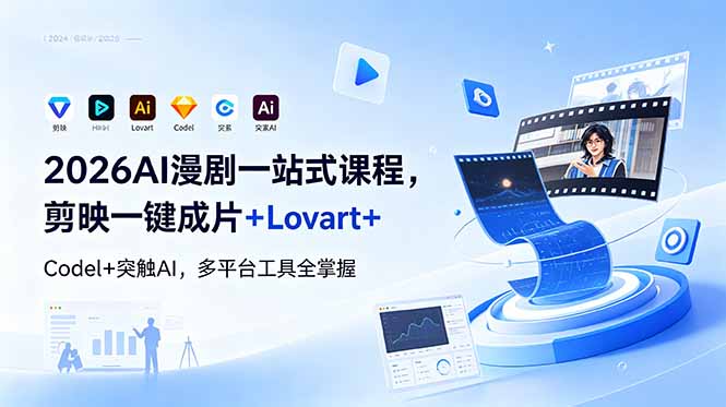 2026AI 漫剧一站式课程，剪映一键成片+Lovart+Codel+突触AI，多平台工具全掌握-chywc