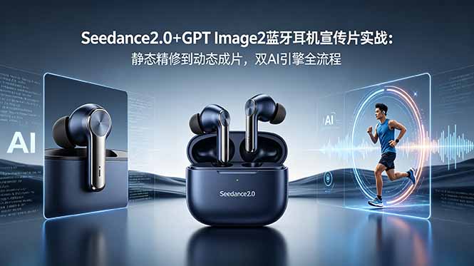 Seedance2.0+GPT Image2蓝牙耳机宣传片实战：静态精修到动态成片，双AI引擎全流程-chywc