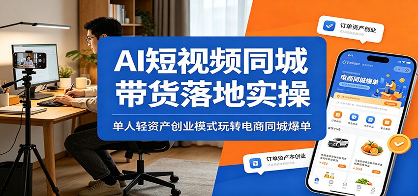 AI短视频同城带货落地实操：单人轻资产创业模式玩转电商同城爆单-chywc