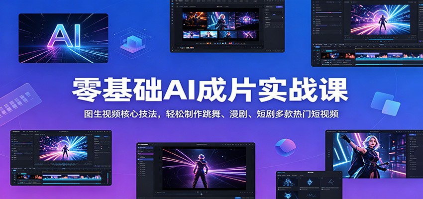 零基础AI成片实战课：图生视频核心技法，轻松制作跳舞、漫剧、短剧多款热门短视频-chywc