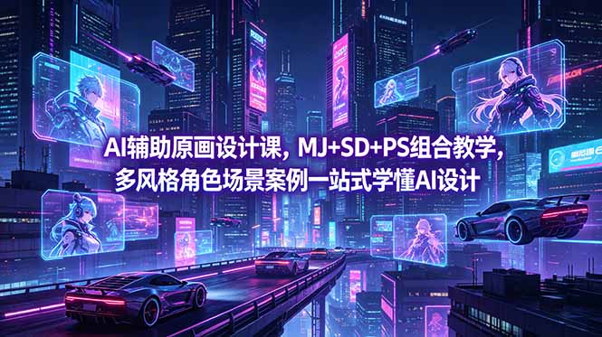 AI辅助原画设计课，MJ+SD+PS组合教学，多风格角色场景案例一站式学懂AI设计-chywc