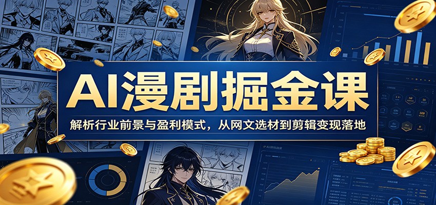 AI漫剧掘金课：解析行业前景与盈利模式，从网文选材到剪辑变现落地-chywc