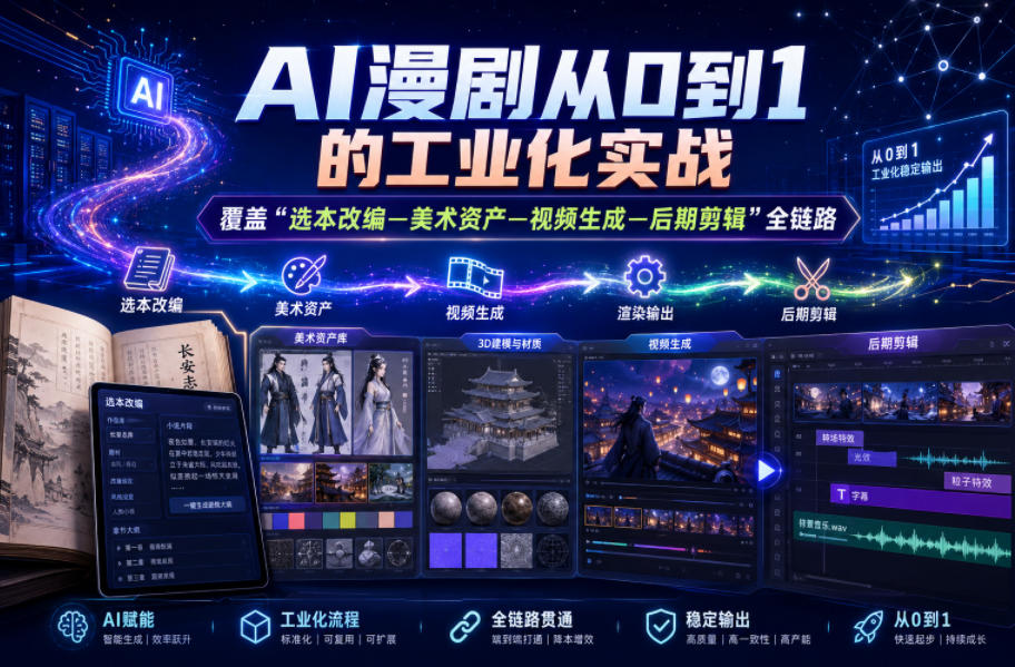 AI漫剧从0到1的工业化实战，覆盖“选本改编—美术资产—视频生成—后期剪辑”全链路(更新6月)-chywc