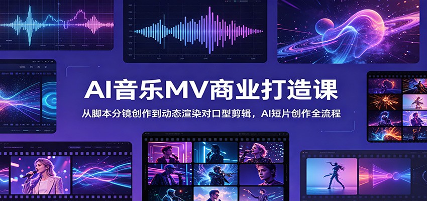 AI音乐MV商业打造课：从脚本分镜创作到动态渲染对口型剪辑，AI短片创作全流程-chywc