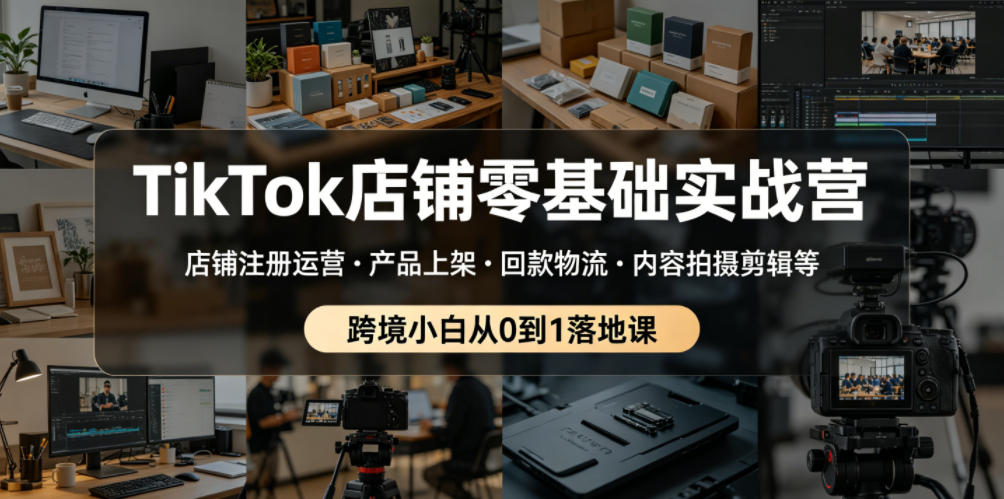 TikTok店铺零基础实战营，店铺注册运营・产品上架・回款物流・内容拍摄剪辑等 ，跨境小白从0到1落地课-chywc