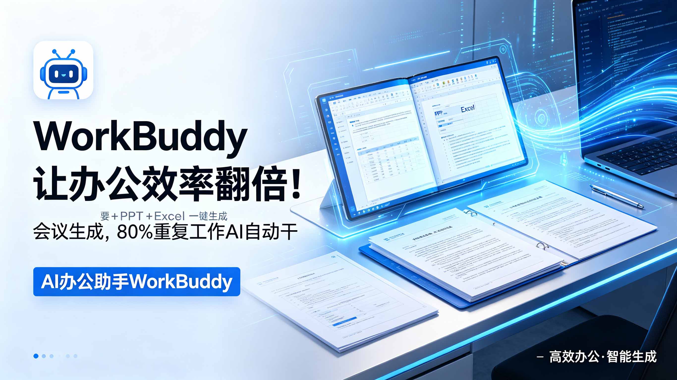 WorkBuddy让办公效率翻倍！会议纪要+PPT+Excel一键生成，80%重复工作AI自动干-chywc