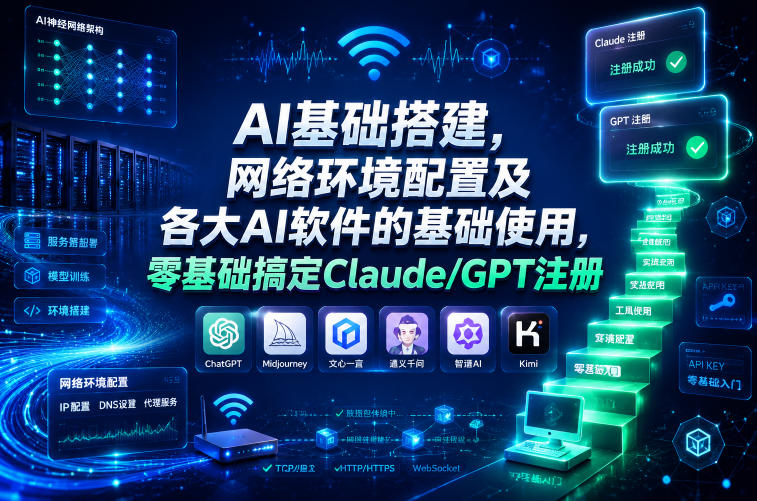 AI基础搭建，网络环境配置及各大AI软件的基础使用，零基础搞定Claude/GPT注册-chywc