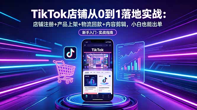 TikTok店铺从0到1落地实战：店铺注册+产品上架+物流回款+内容剪辑，小白也能出单-chywc