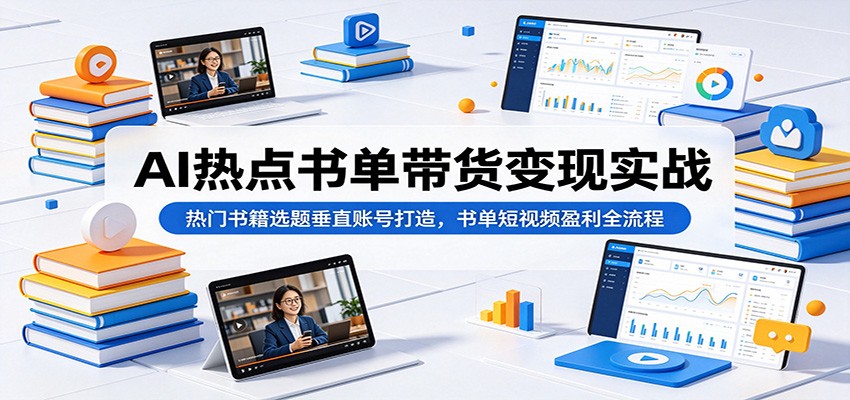 AI热点书单带货变现实战：热门书籍选题垂直账号打造，书单短视频盈利全流程-chywc