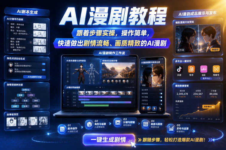 AI漫剧教程，跟着步骤实操，操作简单，快速做出剧情流畅、画质精致的AI漫剧-chywc