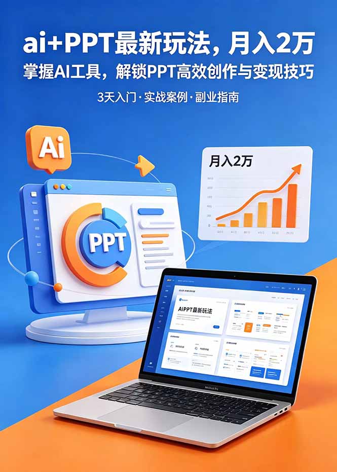 ai+PPT最新玩法，月入2万掌握AI工具，解锁PPT高效创作与变现技巧3天入门，实战案例·副业指南-chywc