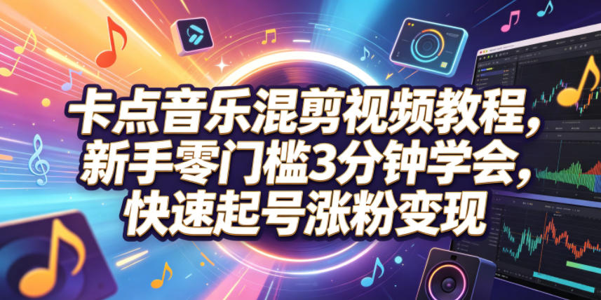 卡点音乐混剪视频教程，新手零门槛3分钟学会，快速起号涨粉变现-chywc