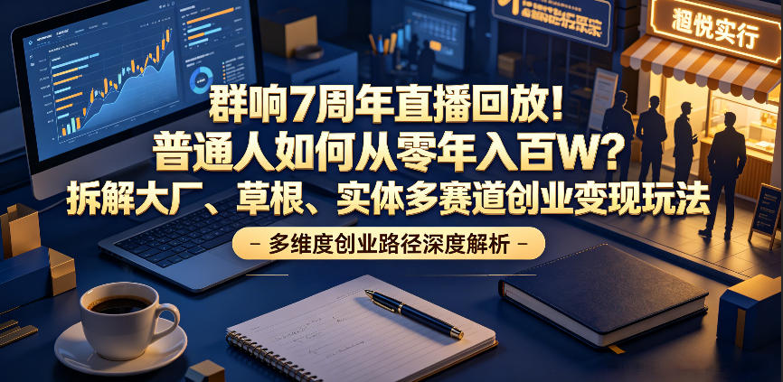 群响7周年直播回放！普通人如何从零年入百W？拆解大厂、草根、实体多赛道创业变现玩法-chywc