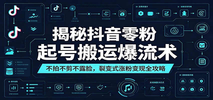 揭秘抖音零粉起号搬运爆流术：不拍不剪不露脸，裂变式涨粉变现全攻略-chywc