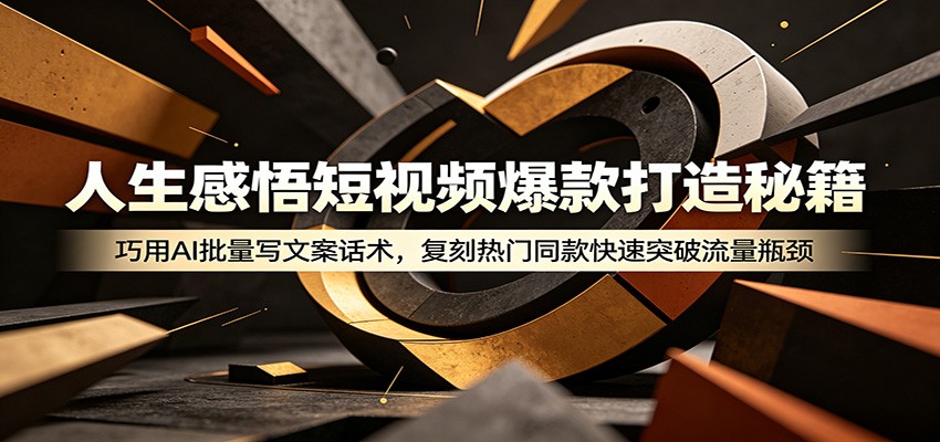 人生感悟短视频爆款打造秘籍：巧用A 批量写文案话术，复刻热门同款快速突破流量瓶颈-chywc