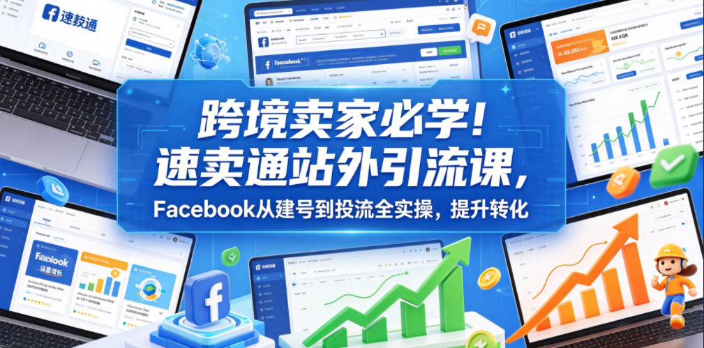 跨境卖家必学！速卖通站外引流课，Facebook从建号到投流全实操，提升转化-chywc