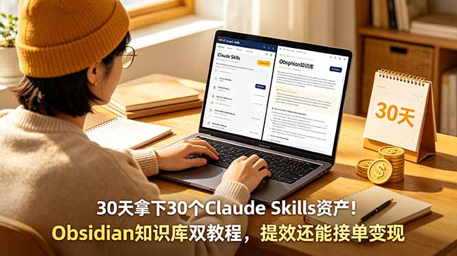 30天拿下30个Claude Skills资产！Obsidian知识库双教程，提效还能接单变现-chywc