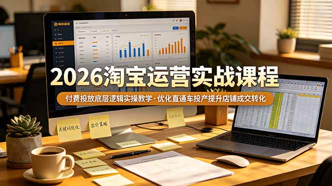 2026 淘宝运营实战课程，付费投放底层逻辑实操教学，优化直通车投产提升店铺成交转化-chywc