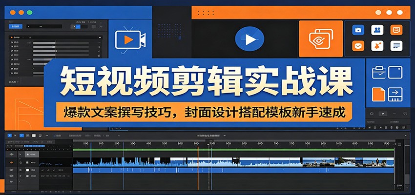 短视频剪辑实战课：爆款文案撰写技巧，封面设计搭配模板新手速成-chywc