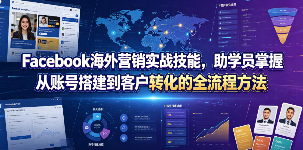 Facebook海外营销实战技能，助学员掌握从账号搭建到客户转化的全流程方法-chywc