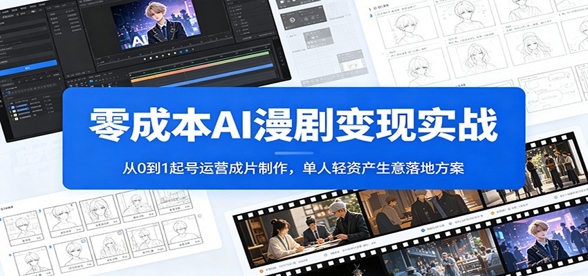 零成本AI漫剧变现实战：从0到1起号运营成片制作，单人轻资产生意落地方案-chywc
