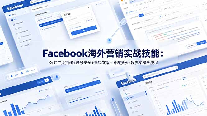 Facebook海外营销实战技能：公共主页搭建+账号安全+营销文案+图谱搜索+投流实操全流程-chywc
