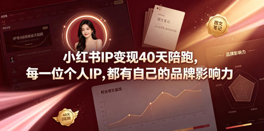 小红书IP变现40天陪跑，每一位个人IP，都有自己的品牌影响力-chywc