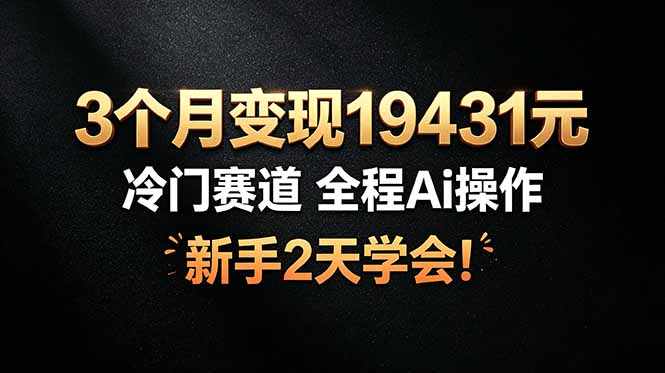 3个月变现19431元，冷门赛道 全程Ai操作，新手2天学会！-chywc