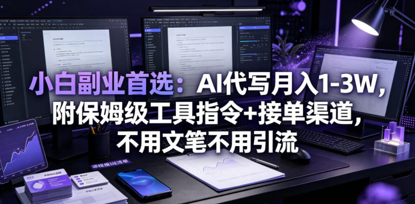 小白副业首选：AI代写月入1-3W，附保姆级工具指令+接单渠道，不用文笔不用引流【揭秘】-chywc