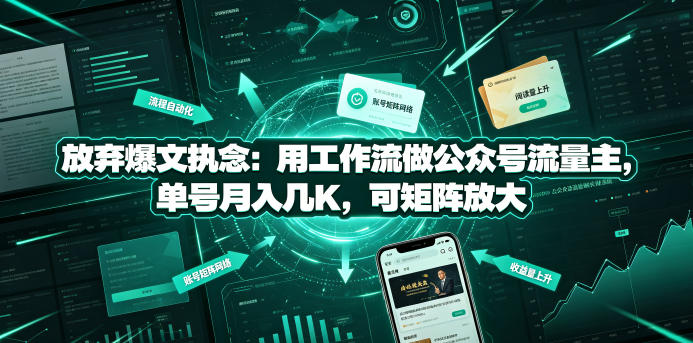 放弃爆文执念：用工作流做公众号流量主，单号月入几K，可矩阵放大-chywc