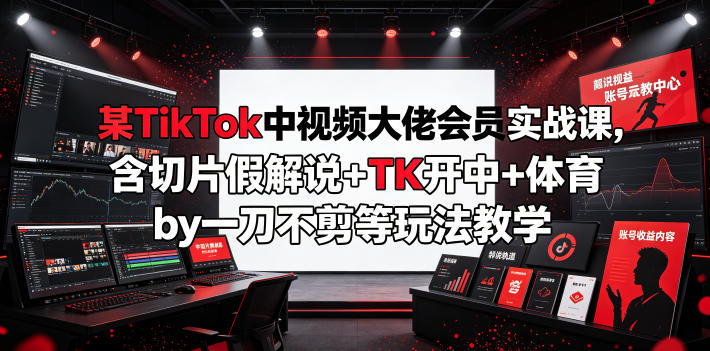 某TikTok中视频大佬会员实战课，含切片假解说+TK开中+体育by一刀不剪等玩法教学-chywc