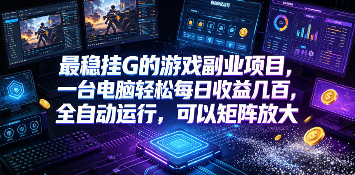 最稳挂G的游戏副业项目，一台电脑轻松每日收益几百，全自动运行，可以矩阵放大【揭秘】-chywc