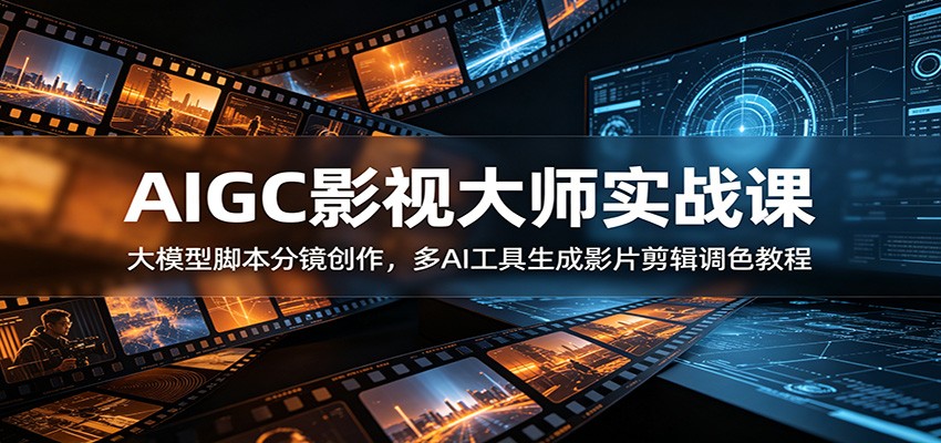 AIGC影视大师实战课：大模型脚本分镜创作，多AI工具生成影片剪辑调色教程-chywc